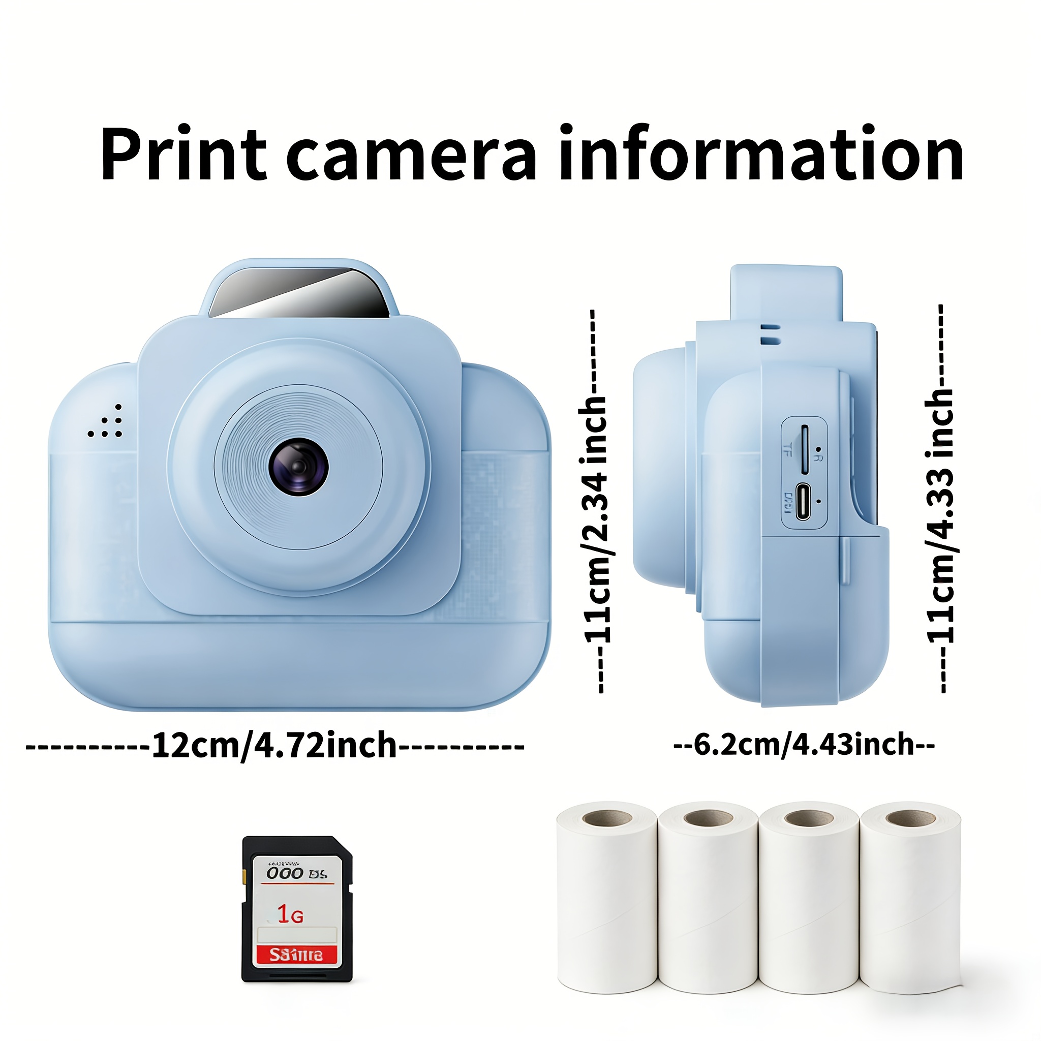 Photo Printer - Stampante fotografica portatile (blu) con batteria
